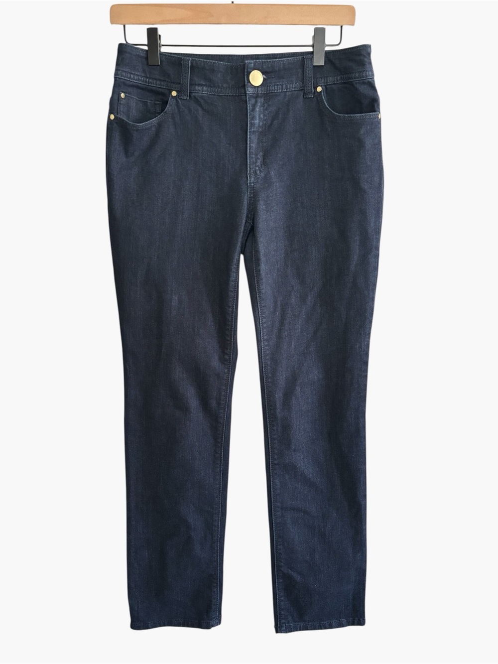 Chico’s Platinum Dark Wash Straight Leg Jeans Size 0 Short Stretch Casual - Picture 2 of 16